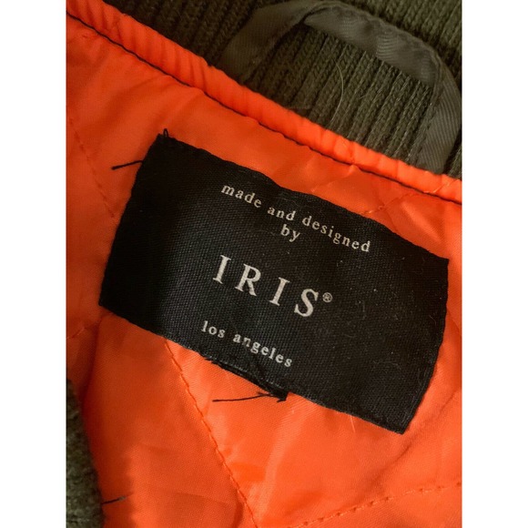 IRIS Los Angeles Womens Army Green Bomber Jacket Size Med Coat Puffer warm - Picture 5 of 6